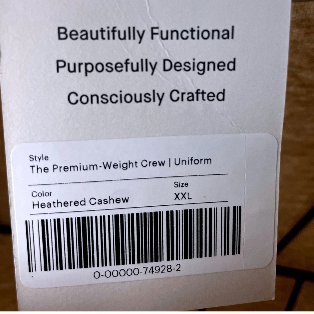 NWT Everlane Men Premium Heavy Weight Crew Neck Tee Cream XXL 2XL Cotton t-shirt - Picture 3 of 7